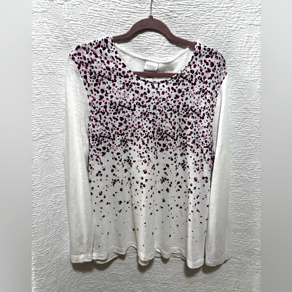 Weekends by Chicos long sleeve cotton tee with bling